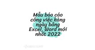 Mẫu báo cáo công việc hàng ngày bằng excel, word mới nhất