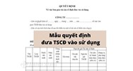 Mẫu quyết định đưa tài sản cố định vào sử dụng và trích khấu hao