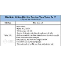 Mẫu nhận xét các môn học theo Thông tư 27 mới và chi tiết nhất