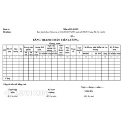 Mẫu Bảng thanh toán tiền lương Excel theo thông tư 200, 133