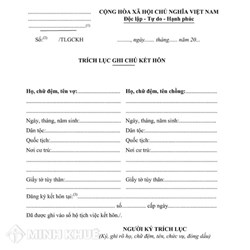 Mẫu trích lục ghi chú kết hôn theo quy định mới nhất