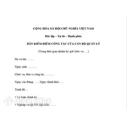 Mẫu bản kiểm điểm của cán bộ quản lý khi được bổ nhiệm lại