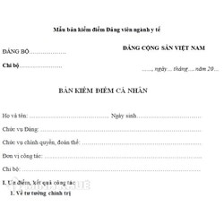 Mẫu Bản kiểm điểm Đảng viên ngành y tế, nhân viên y tế mới nhất