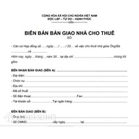 Mẫu biên bản bàn giao nhà cho thuê và trang thiết bị đi kèm