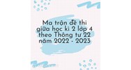 Ma trận đề thi giữa học kì 2 lớp 4 theo Thông tư 22 mới nhất