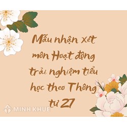 Mẫu nhận xét môn Hoạt động trải nghiệm tiểu học theo Thông tư 27 hay nhất