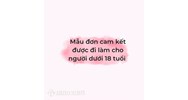 Mẫu đơn cam kết được đi làm cho người dưới 18 tuổi