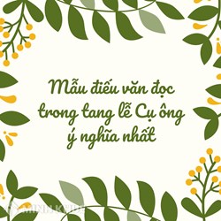 Mẫu điếu văn đọc trong tang lễ Cụ ông ý nghĩa nhất