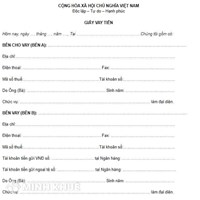Mẫu giấy vay tiền không có người làm chứng mới nhất