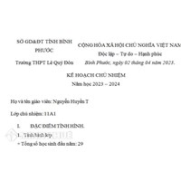 Mẫu kế hoạch công tác chủ nhiệm dành cho giáo viên mới nhất