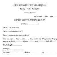 Mẫu Hợp đồng chuyển nhượng, sang nhượng quán ăn chi tiết