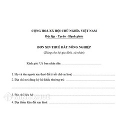 Mẫu đơn xin thuê đất nông nghiệp mới nhất và cách soạn