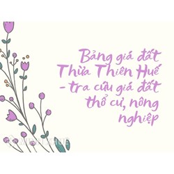 Bảng giá đất Thừa Thiên Huế:  Tra cứu giá đất thổ cư, nông nghiệp
