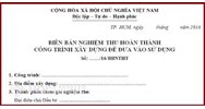 Mẫu biên bản bàn giao công trình hoàn thành đưa vào sử dụng