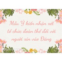 Mẫu Ý kiến nhận xét tổ chức đoàn thể đối với người xin vào Đảng