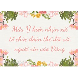Mẫu Ý kiến nhận xét tổ chức đoàn thể đối với người xin vào Đảng