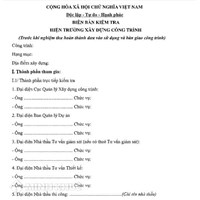 Mẫu biên bản kiểm tra hiện trường xây dựng công trình mới