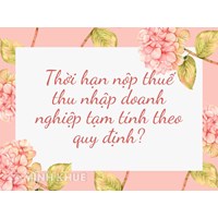 Thời hạn nộp thuế thu nhập doanh nghiệp tạm tính theo quy định?