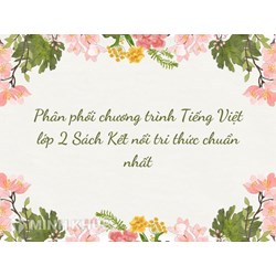 Phân phối chương trình Tiếng Việt lớp 2 Sách Kết nối tri thức