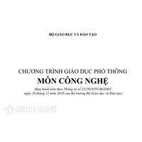 Chương trình giáo dục phổ thông tổng thể môn Công Nghệ mới nhất