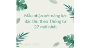 Mẫu nhận xét năng lực đặc thù theo Thông tư 27 mới nhất