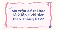 Ma trận đề thi học kì 2 lớp 1 theo Thông tư 27 chi tiết nhất
