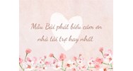 Mẫu Bài phát biểu cảm ơn nhà tài trợ hay và ý nghĩa nhất