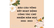 Báo cáo tổng kết hoạt động công tác chủ nhiệm năm học chi tiết
