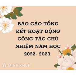 Báo cáo tổng kết hoạt động công tác chủ nhiệm năm học chi tiết