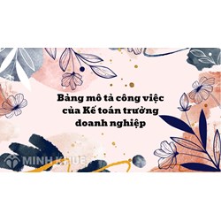 Bảng mô tả công việc của Kế toán trưởng doanh nghiệp