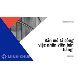 Bản mô tả công việc của Nhân viên bán hàng mới nhất