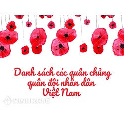 Danh sách các quân chủng quân đội nhân dân Việt Nam mới nhất