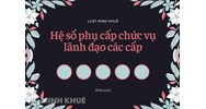 Hệ số phụ cấp chức vụ lãnh đạo các cấp mới nhất