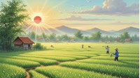 Dàn ý tả cảnh buổi sáng trên cánh đồng lớp 5