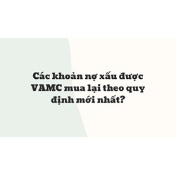 Các khoản nợ xấu được VAMC mua lại theo quy định mới nhất?