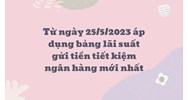 Áp dụng bảng lãi suất gửi tiền tiết kiệm ngân hàng mới nhất