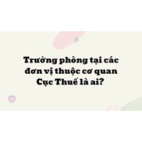 Trưởng phòng tại các đơn vị thuộc cơ quan Cục Thuế là ai?