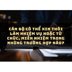 Cán bộ có thể xin thôi làm nhiệm vụ hoặc từ chức, miễn nhiệm trong những trường hợp nào?