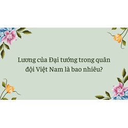 Lương của Đại tướng trong quân đội Việt Nam là bao nhiêu?