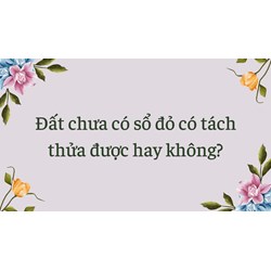 Đất chưa có sổ đỏ có tách thửa được hay không?