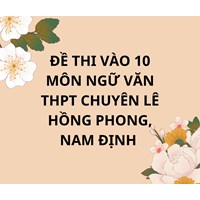 Đề thi vào 10 môn Ngữ văn THPT Chuyên Lê Hồng Phong, Nam Định