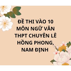 Đề thi vào 10 môn Ngữ văn THPT Chuyên Lê Hồng Phong, Nam Định