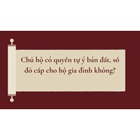 Chủ hộ có quyền tự ý bán đất, sổ đỏ cấp cho hộ gia đình không?