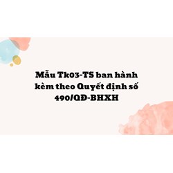 Mẫu Tk03-TS ban hành kèm theo Quyết định số 490/QĐ-BHXH