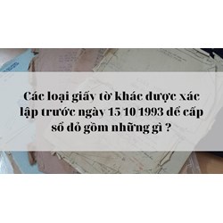 Các loại giấy tờ khác được xác lập trước ngày 15/10/1993 để cấp sổ đỏ gồm những gì?
