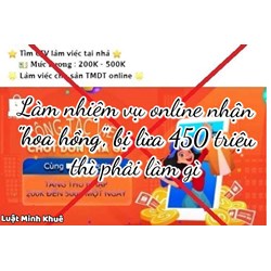 Làm nhiệm vụ online nhận “hoa hồng”,  bị lừa 450 triệu đồng thì phải làm gì ?