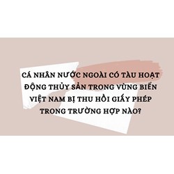 Cá nhân nước ngoài có tàu hoạt động thủy sản trong vùng biển Việt Nam bị thu hồi giấy phép trong trường hợp nào?