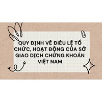 Quy định về điều lệ tổ chức, hoạt động của Sở Giao dịch chứng khoán Việt Nam