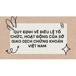 Quy định về điều lệ tổ chức, hoạt động của Sở Giao dịch chứng khoán Việt Nam