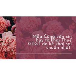Mẫu Công văn xin hủy tờ khai Thuế GTGT do kê khai sai mới 2024